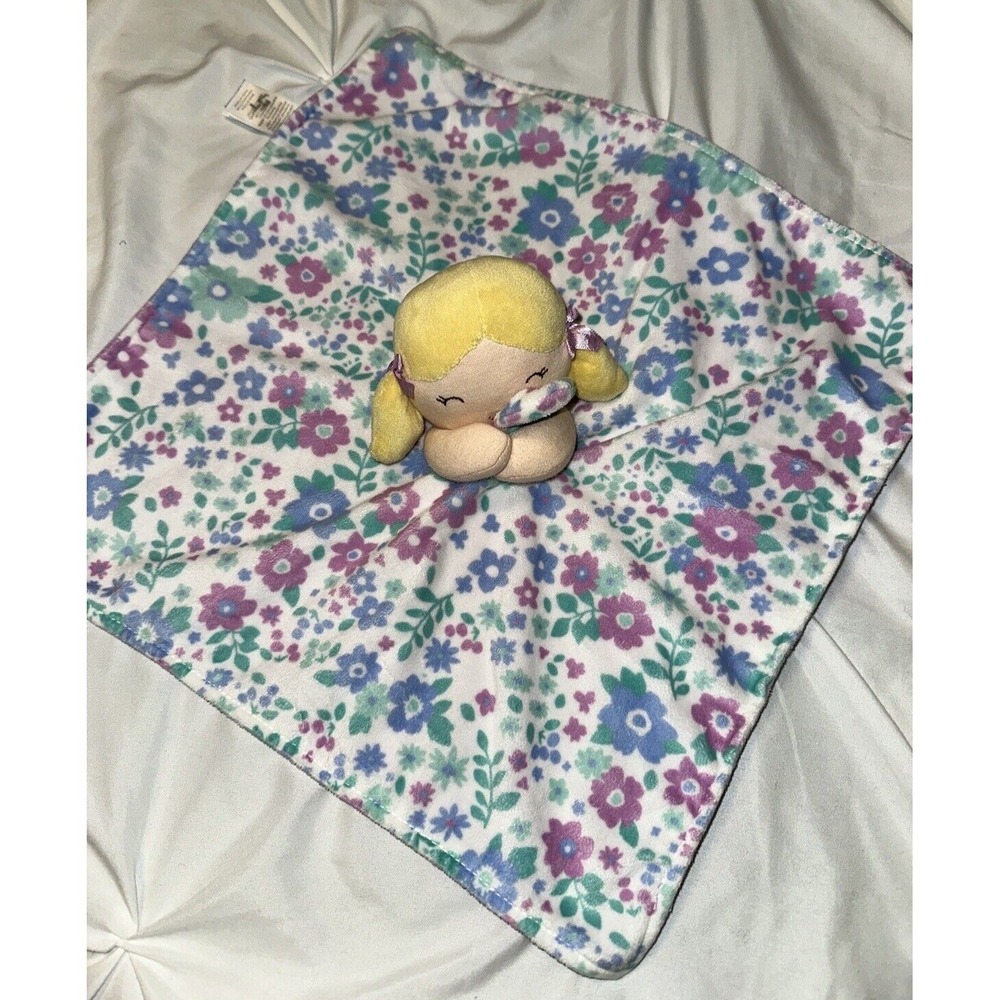 Carters Lovey Security Blanket Doll Floral Blonde Girl